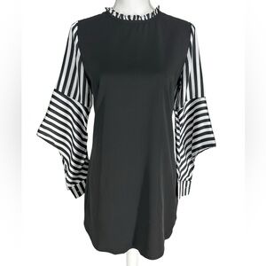 AZIMOA / Black Dress Stripe Cut Out Sleeve Dress / Small / Goth Vampire Emo